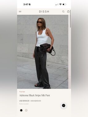 DISSH Black Wide-Leg Pinstripe Chinos